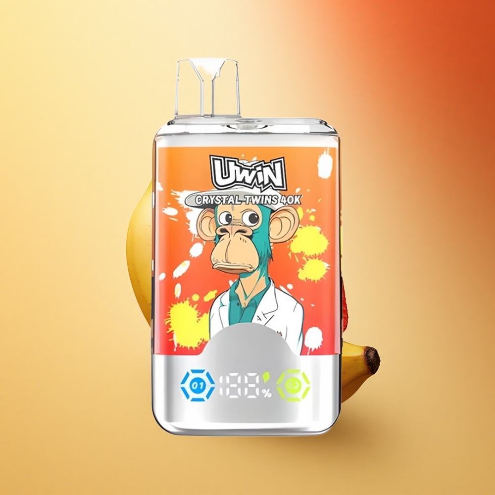 Uwin Crystal Twins 40000 Puffs Jagoda Banana Ljubezen 32ml Dvojni Okus