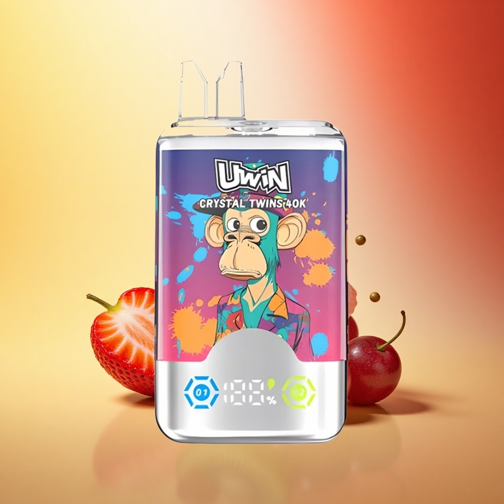 Uwin Crystal Twins 40000 Puffs Jagoda Kivi Grozdje Led z 32ml in 0,6 Ohm