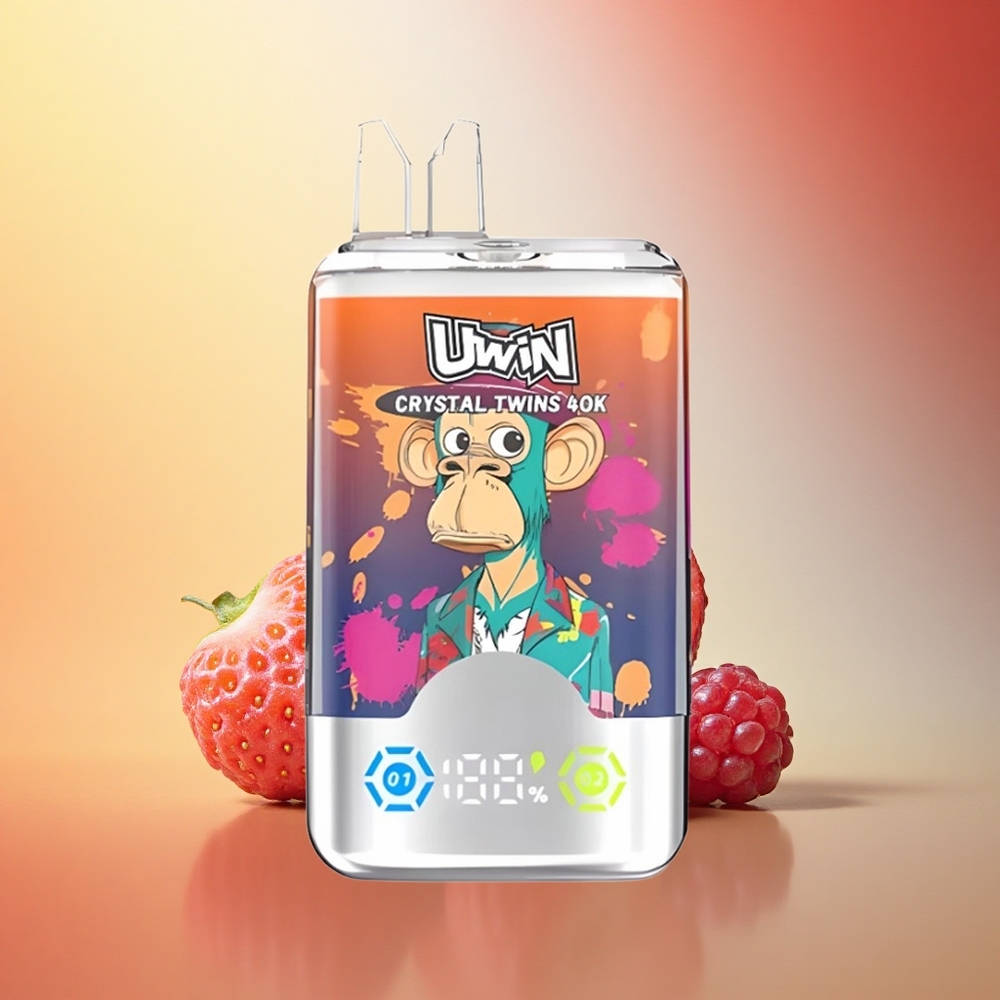 Uwin Crystal Twins 40000 Puffs Jagoda Malina Češnja Gospod Modri Dvojni Okus 32ml Tip-C