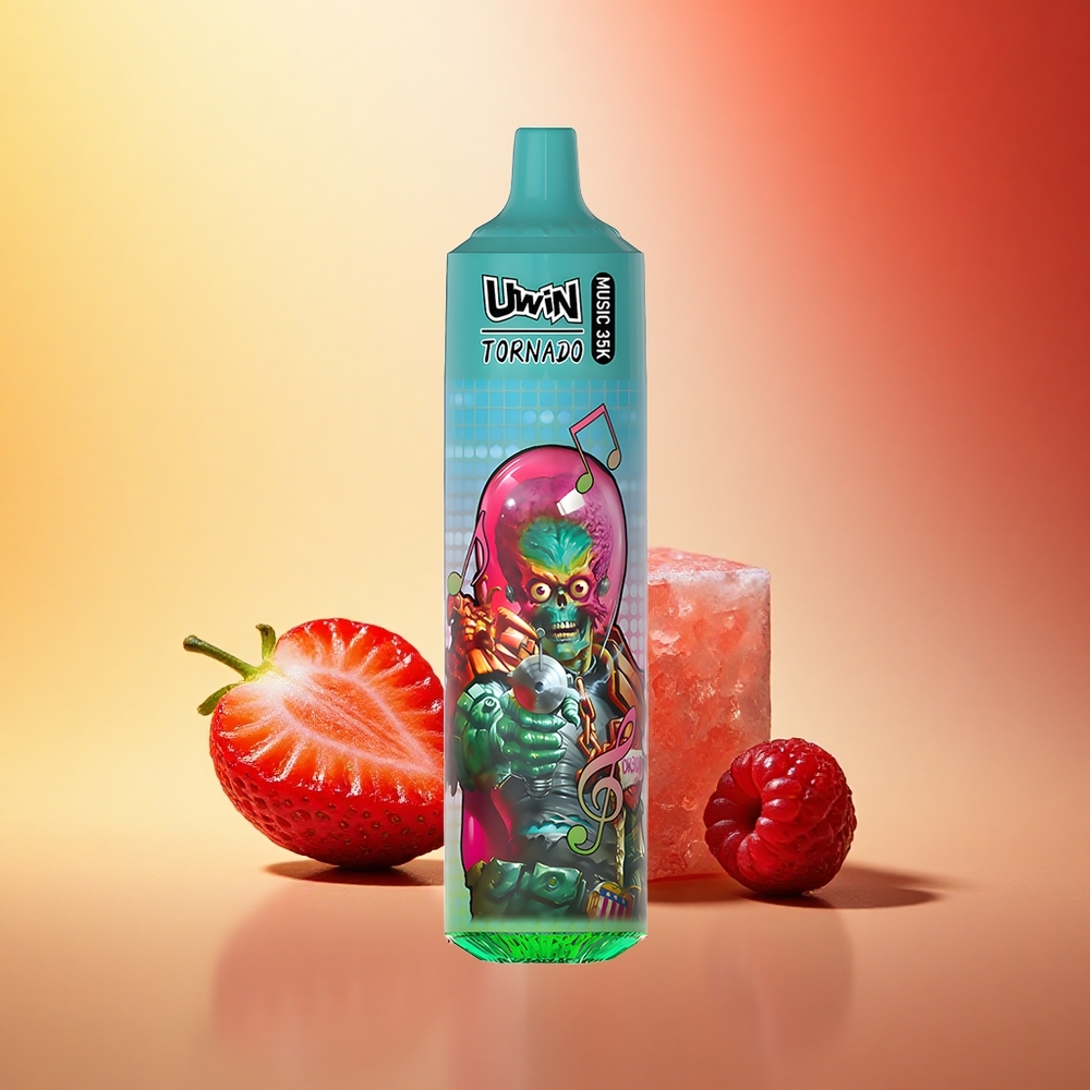 Uwin Tornado 35K Music Puffs Jagoda Malina Češnja Led z 5% Nikotina in 600mAh Baterijo