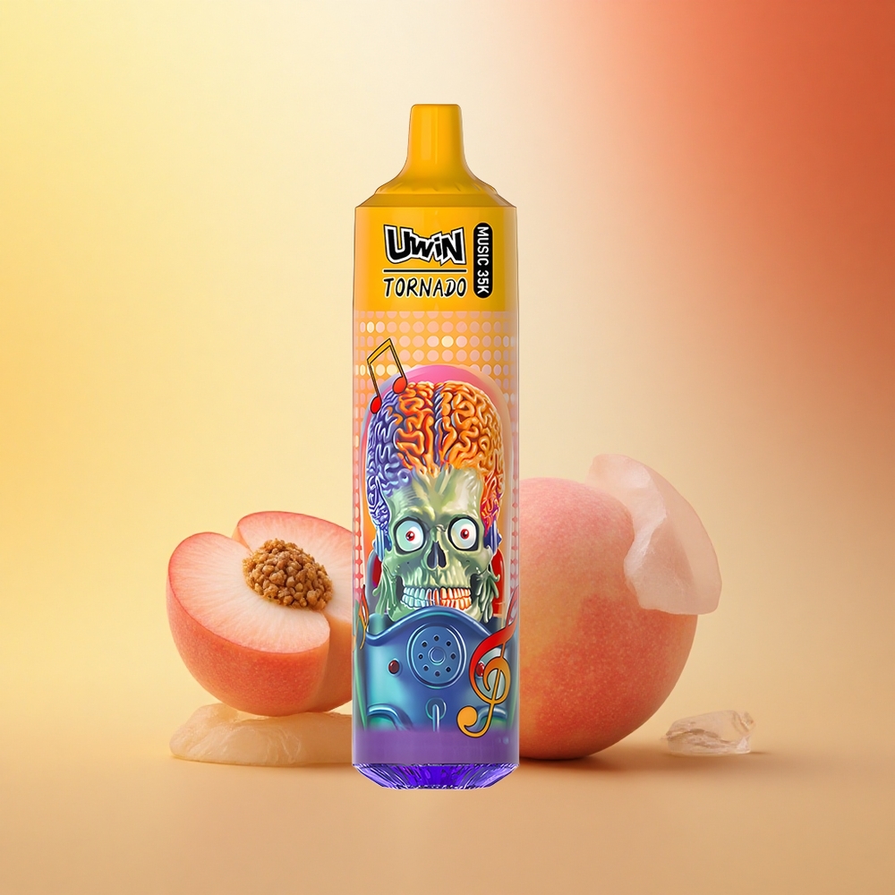 Uwin Tornado 35K Music Puffs Poletna Breskva Led s 5% Nikotina in Polnjenjem Type-C