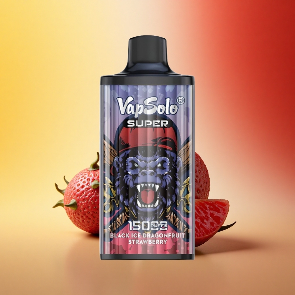 Vapsolo Super 15000 Puffs Črni Ledeni Zmajev Sadnik Jagoda 40ml Tip-C Mrežasta Tuljava