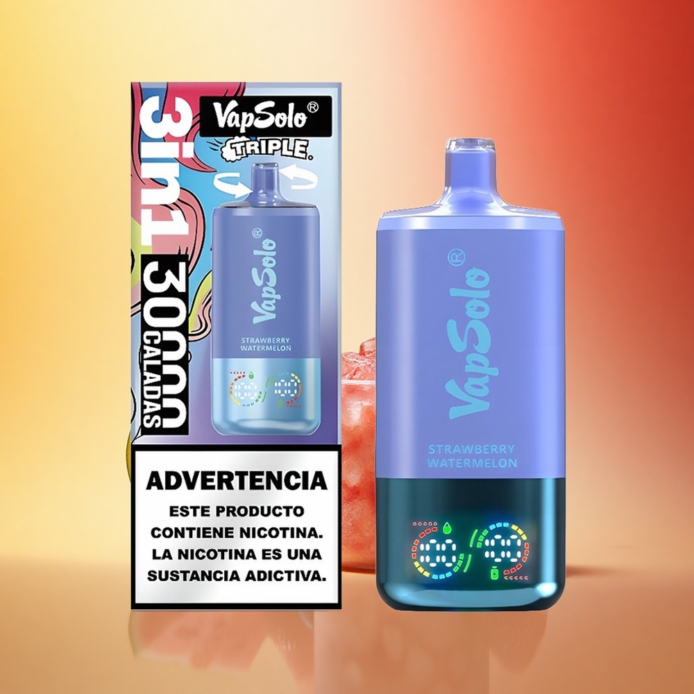 Vapsolo Triple 30000 Puffs Jagoda Lubenica & Borovnica Led s 40ml E-tekočino in 30000 Puffi