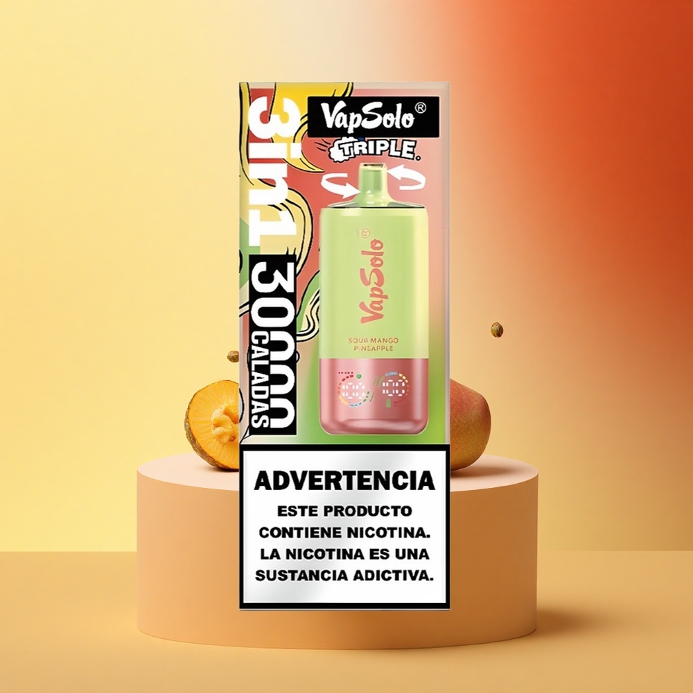 Vapsolo Triple 30000 Puffs Kislo Mangovo Ananas 40ml 3Rezervoar Type-C