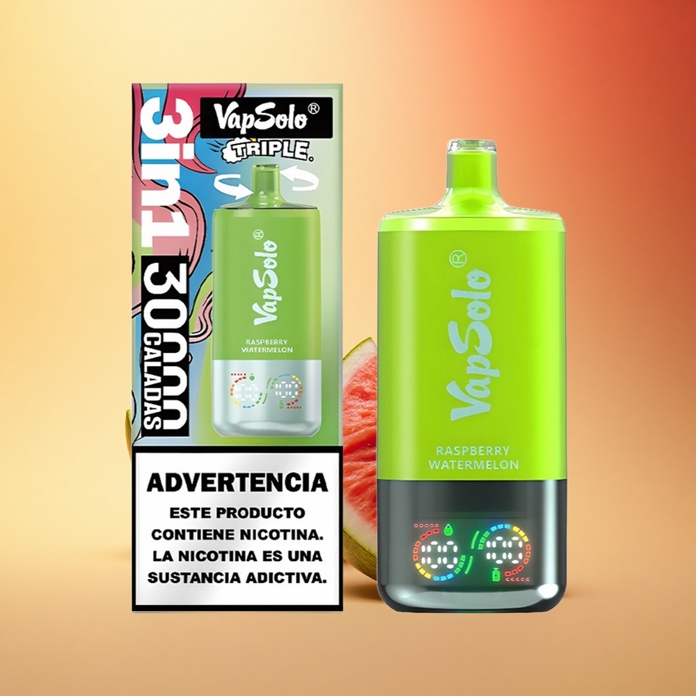 Vapsolo Triple 30000 Puffs Malinova Lubenica 40ml Type-C 3Rezervoarji
