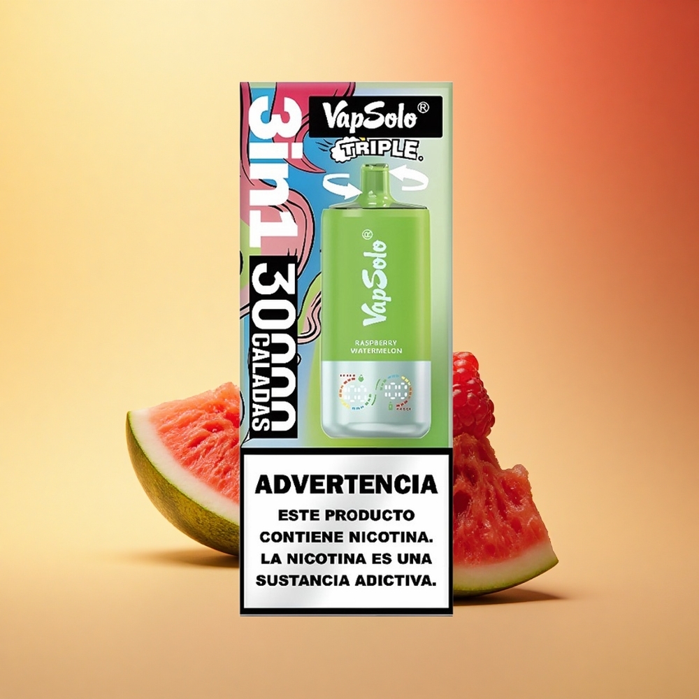 Vapsolo Triple 30000 Puffs Malinova Lubenica 40ml Type-C 3Rezervoarji