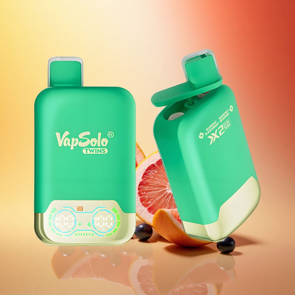 Vapsolo Twins 20000 Puffs Borovnica Ribez in Grenivka Osvežitev z 40 ml E-Tekočine in Type-C Polnjenje