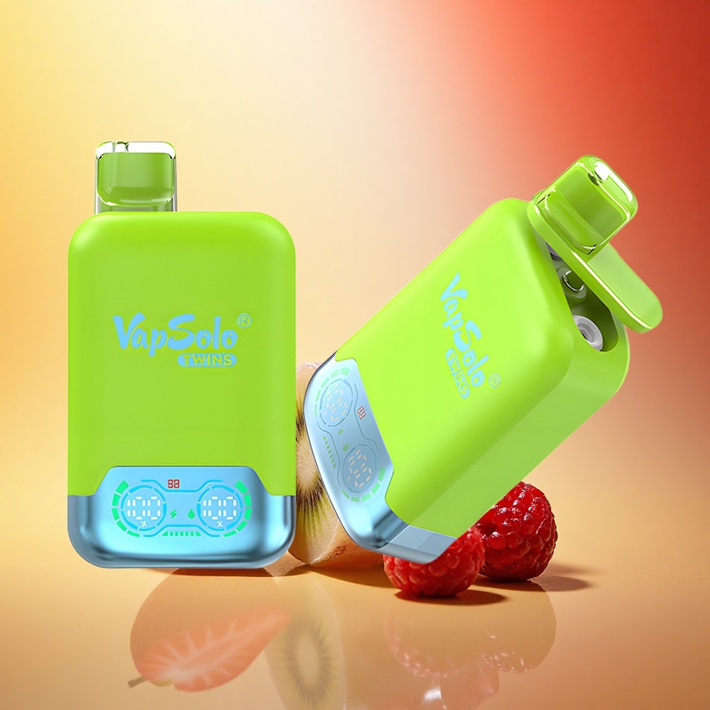 Vapsolo Twins 20000 Puffs Jagoda Kiwi & Jagoda Malina Češnja Led z 40 ml E-Tekočine in Type-C Polnjenje