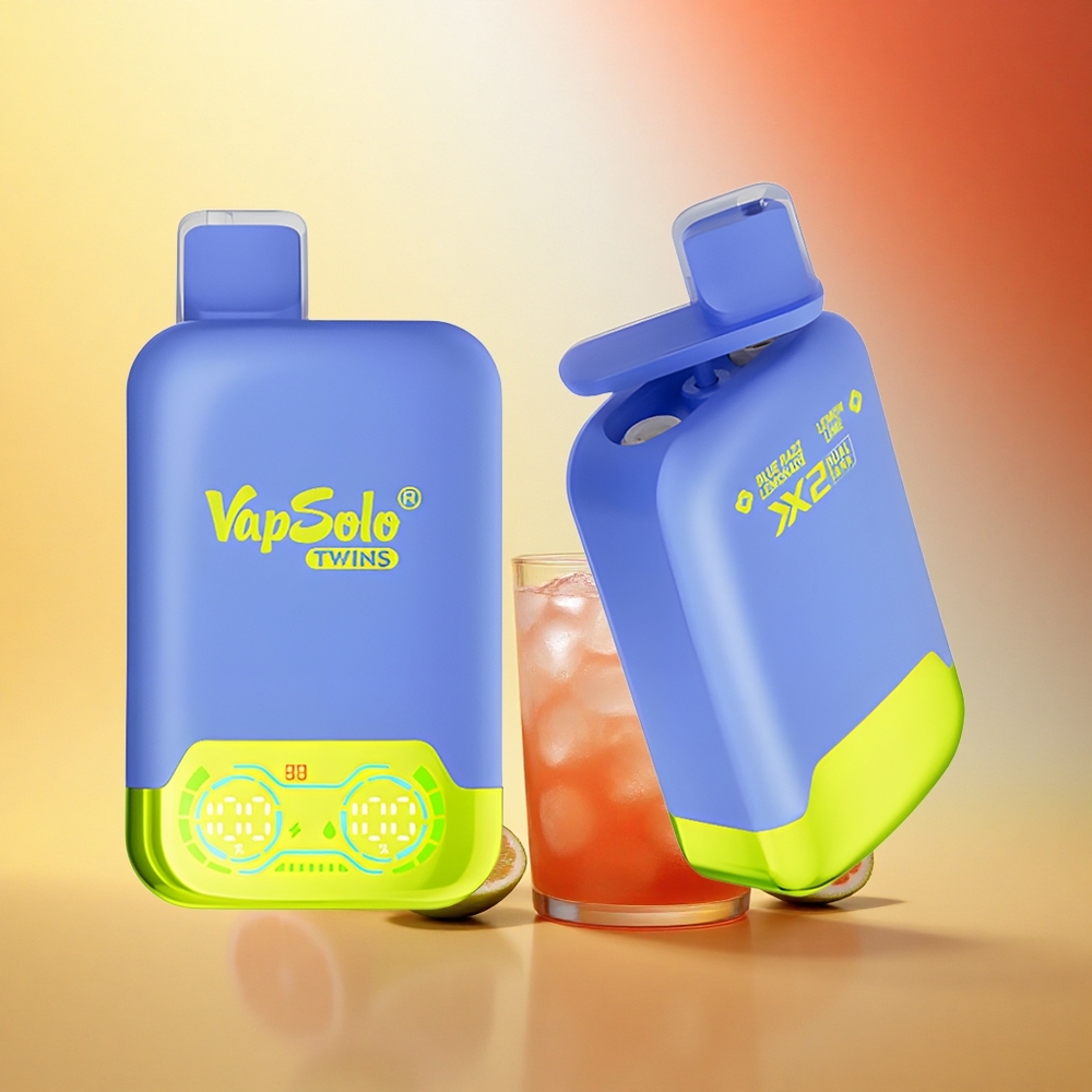 Vapsolo Twins 20000 Puffs Modra Malina Limonada & Limeta Lime z 40 ml E-tekočino in Type-C Polnjenjem