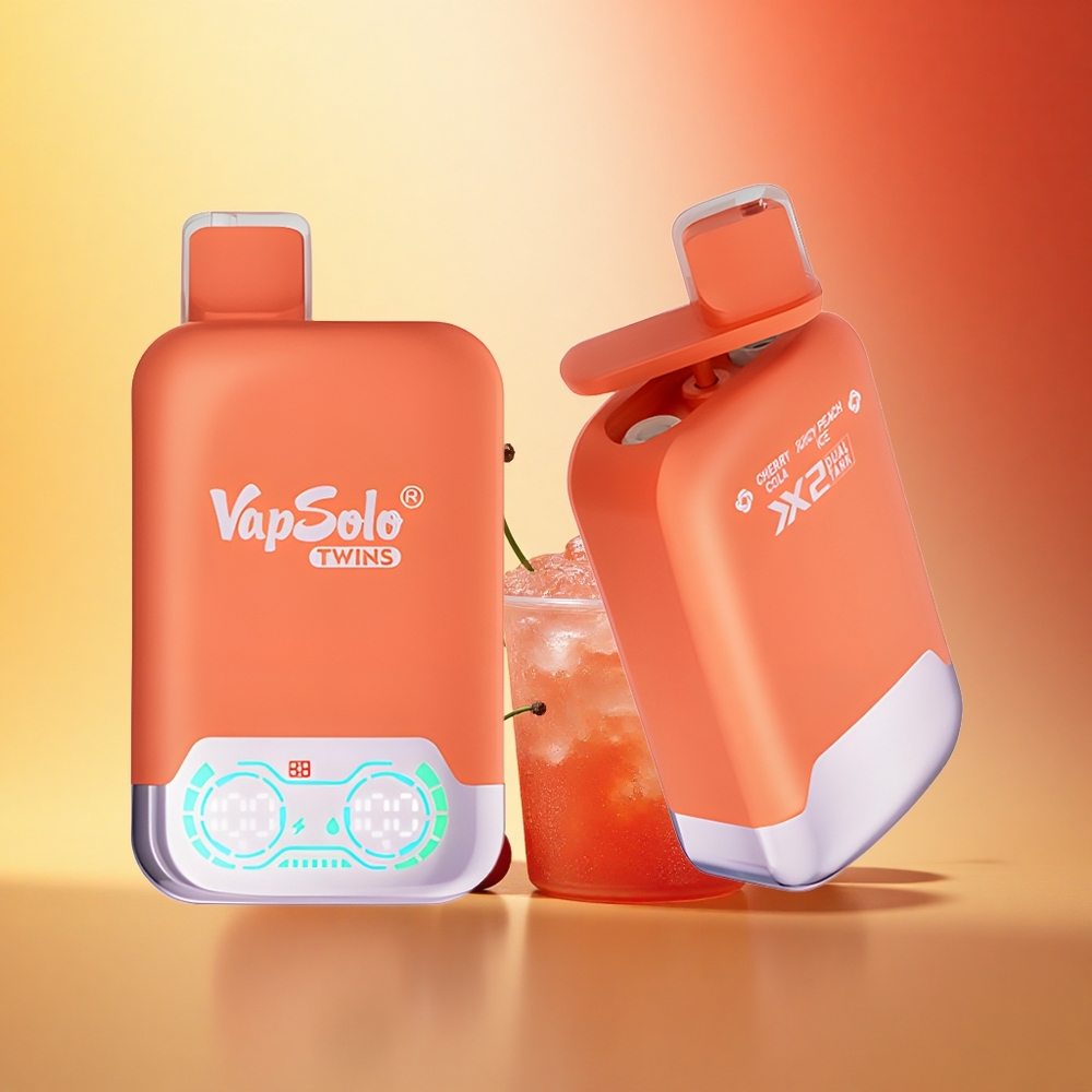 Vapsolo Twins 20000 Puffs Češnjeva Kola & Sočna Breskev Led z 40 ml E-Tekočine in Type-C Polnjenjem